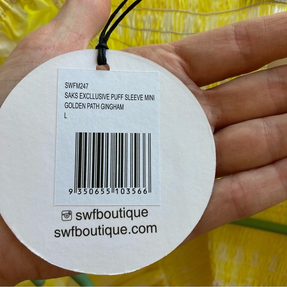 S/W/F Yellow Gingham Check Golden Path Babydoll Style Dress, NWT Sz L - Picture 13 of 16